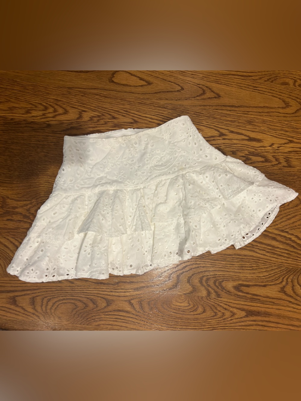 Katie J NYC White Eyelet Ruffle Skirt- Size Tween Large